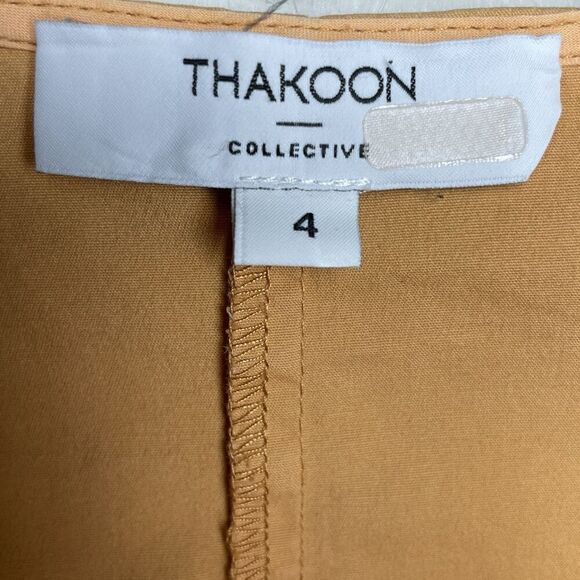THAKOON Khaki Jumpsuit Women 4 Sleeveless Button Front Orange Cotton Blend - Picture 15 of 16